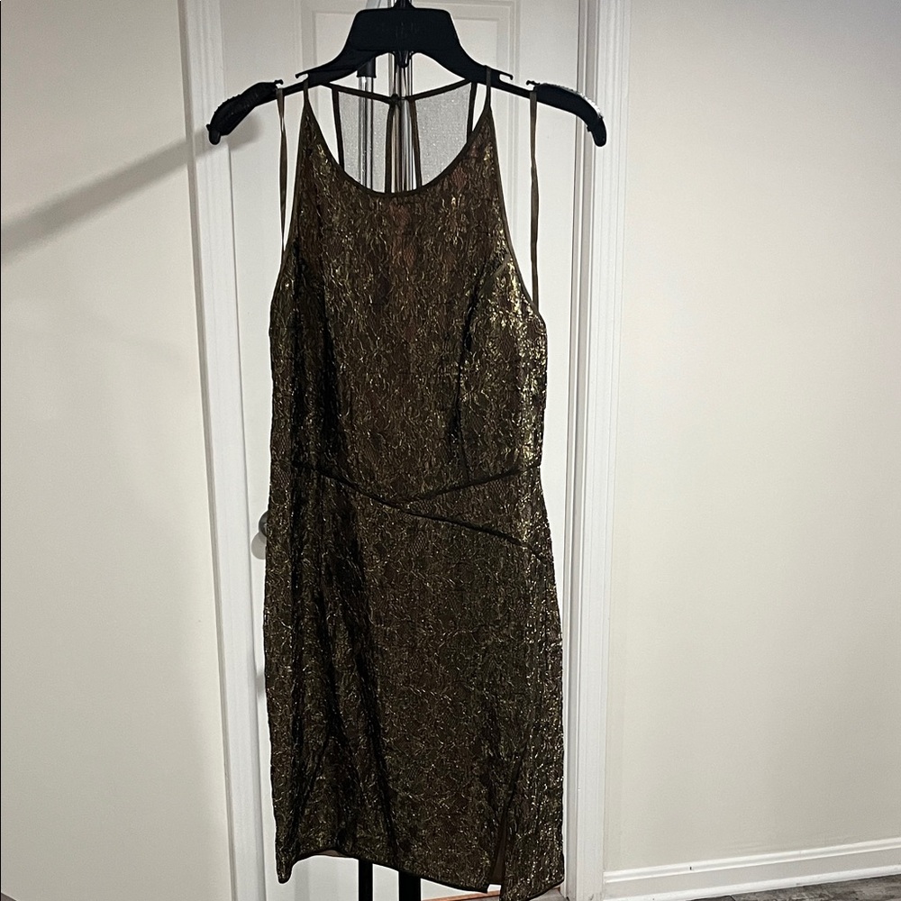 BCBGMaxAzria Shimmering Gold Mini Dress